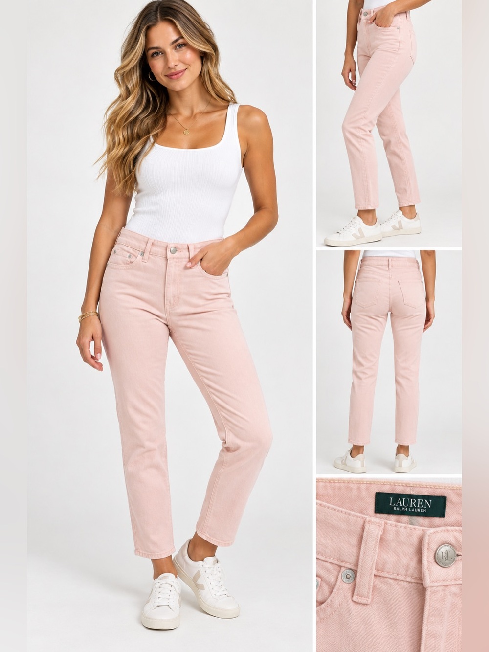 NWT Ralph Lauren Light Pink High-Rise Cropped Jeans $79